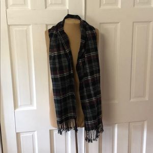 Dark Plaid Wool Scarf